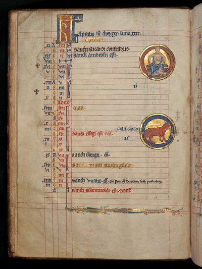 Ms 322 f.2v, aprile, un uomo seduto che tiene due fiori, illustrazione dal 